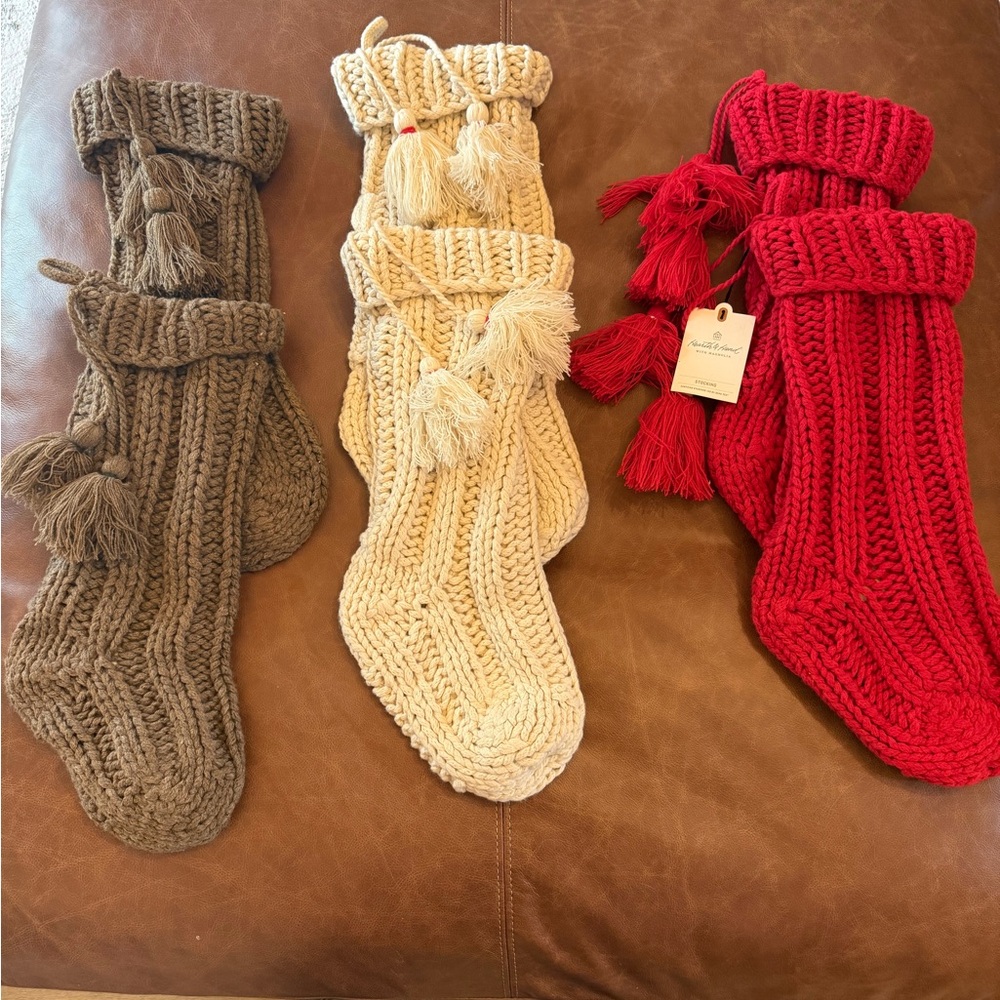 Hearth & Hand Stocking Trio - Red, Cream & Brown